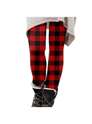 Red Plaid Print Women's Tights, Best Red Green Plaid Print Women's  Crossover Leggings With Pockets For Ladies - Made in USA/EU/MX