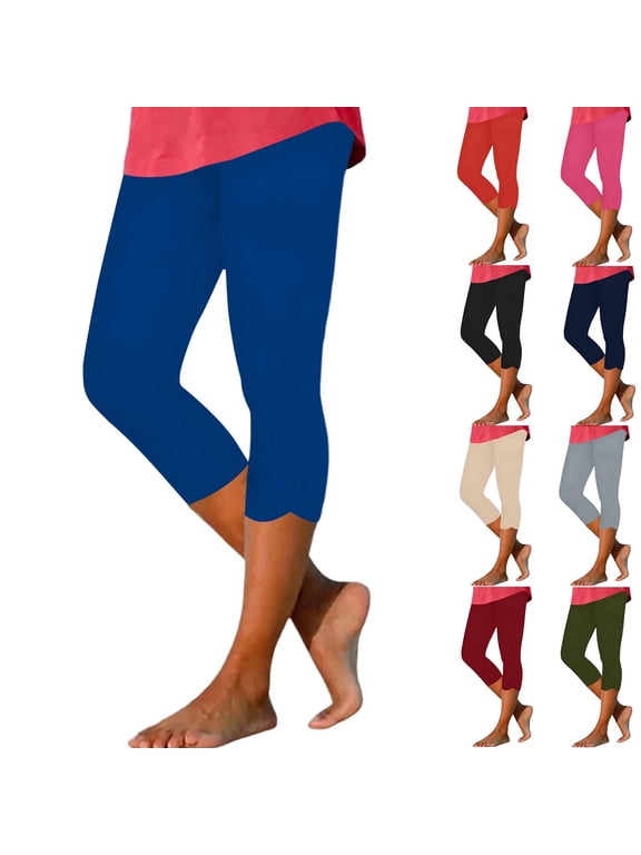 Womens Capri Leggings High Waist Side Slit Capris Gym Yoga Workout Bottoms Lightweight Cropped Legging Pants Pink M