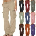 thumbnail image 1 of DDAPJ pyju Womens Cargo Pants with Zipper Pockets 2025, Wide Straight Leg Y2k Pants Low Waist Parachute Pants, 1 of 4