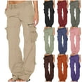 thumbnail image 1 of DDAPJ pyju Womens Cargo Pants with Zipper Pockets 2025 , Wide Straight Leg Y2k Pants Low Waist Parachute Pants, 1 of 7