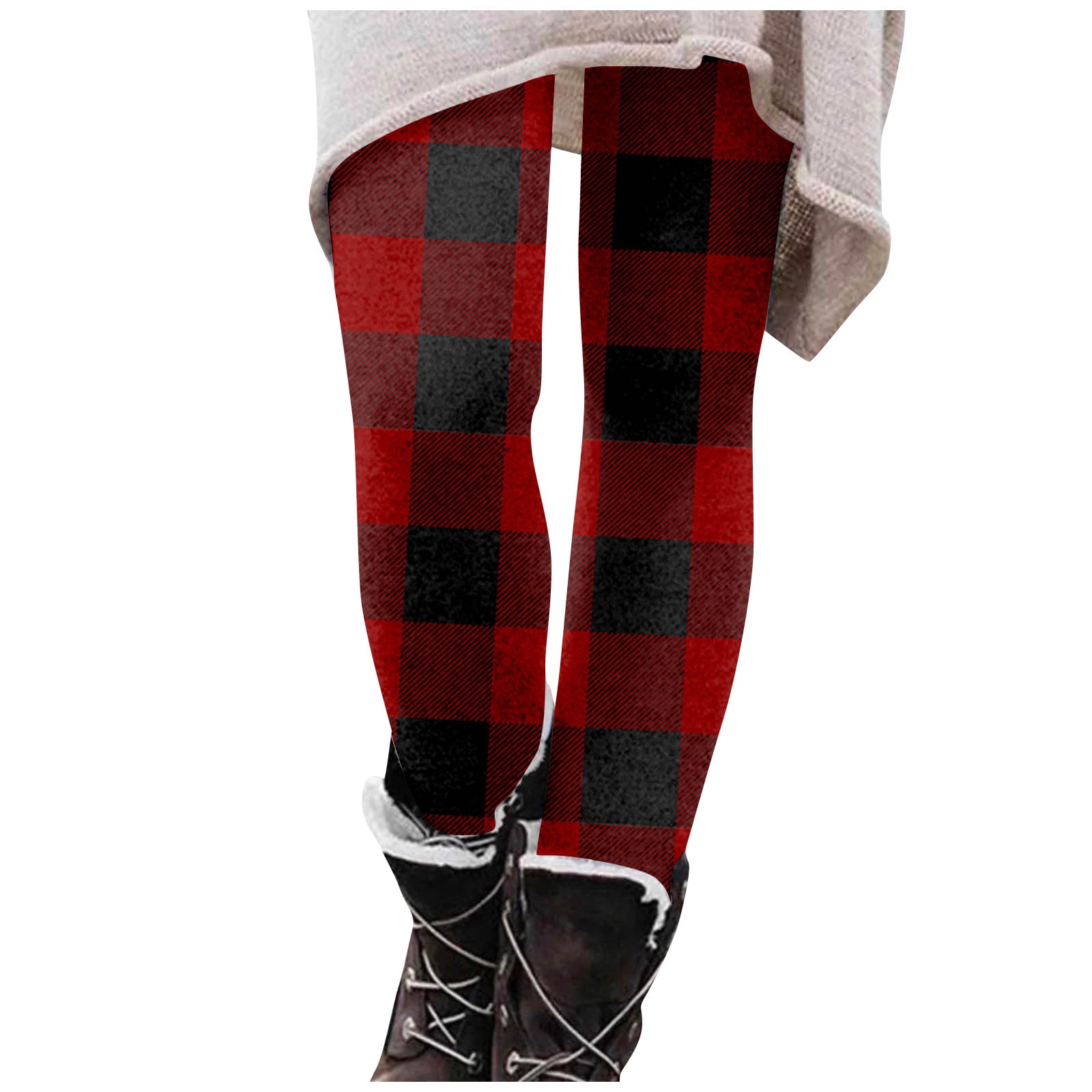 DDAPJ pyju Womens Christmas Holiday Leggings 2023 Casual Plaid Tights