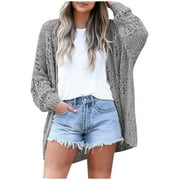 DDAPJ pyju Womens Crochet Cardigan Sweater Kimonos Boho Solid Color Oversized Summer Open Front Outwear