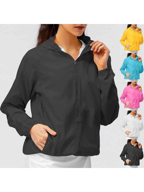 Womens Cropped Rain Jacket Lightweight Hooded Raincoat Waterproof Windbreaker Packable Rain Coats with Pockets Yellow M