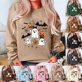 thumbnail image 2 of Women's Halloween Glitter Boo Ghost Cute Ghost Season Round Neck Long Sleeve Top - Product Details 2 of 14