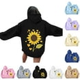 thumbnail image 1 of DDAPJ pyju Womens Cute Graphic Hoodies Oversized Sunflower Print Hooded Sweatshirt Teen Girls Y2K Aesthetic Hoodie with Kangaroo Pocket Purple S, 1 of 6