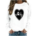 thumbnail image 1 of DDAPJ pyju Womens Dog Paw Graphic Long Sleeve Cerwneck Sweatshirts,Heartbeat Print Cute Pullover Sweatshirt Long Sleeve Crewneck Tunic Tops Gifts for Pet Lover, 1 of 3