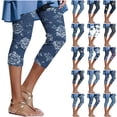 thumbnail image 1 of DDAPJ pyju Womens Faux Denim Leggings 2026 Trendy Print Casual Yoga Pants High Waisted Stretch Capris Summer Cropped Pants Brown XXXL, 1 of 8