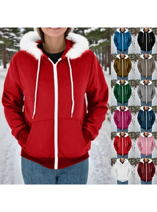 Faux fur trim hooded sweatshirt hot sale