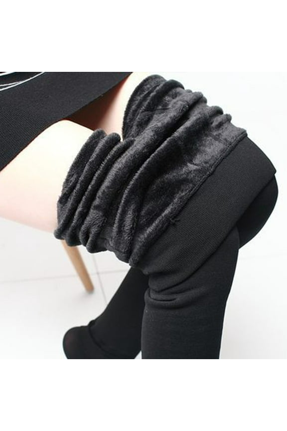 Womens Fleece Lined Stirrup Leggings, Winter Thermal Pants Thick Warm High Waist Stretchy Yoga Tights Basic Solid Color Skinny Leggings on Clearance Black Free Size