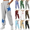 thumbnail image 1 of DDAPJ pyju Womens Fleece Sweatpants Cute Star Print Casual Jogger Pants Elastic High Waisted Cinch Bottom Pants Y2K Street Trousers Wine XL, 1 of 7