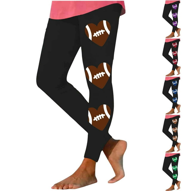 DDAPJ pyju Womens Game Day Football Leggings Buttery Soft Full Length