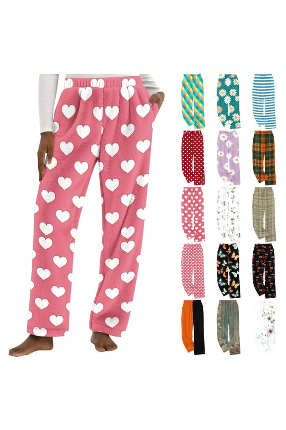 Womens Graphic Pajama Pants Soft Cozy Plush Sleep Bottoms Flannel Fleece Lounge Sweatpants with Pockets Multicolor#2 S