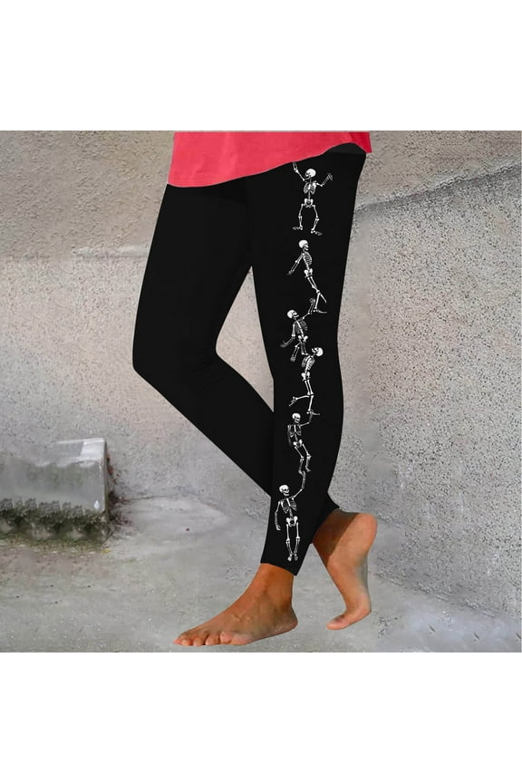 Womens Halloween Leggings Trendy Black Cat Printed High Waisted Stretch Yoga Running Pants Novelty Holiday Party Tights Buttery Soft Ankle Length Leggings Black#1 L
