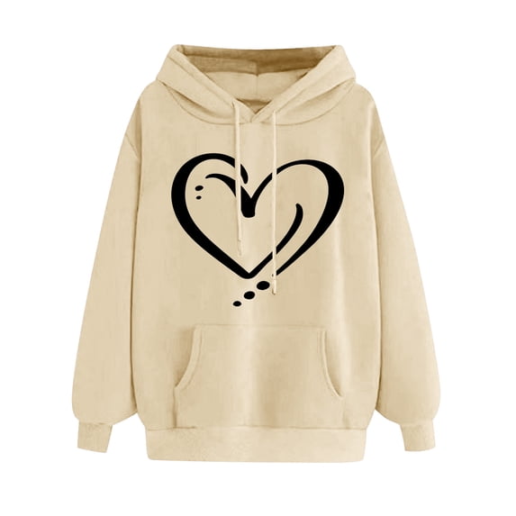 DDAPJ pyju Womens Heart Print Hoodie 2023 Fall Fashion,Teen Girls Cute Graphic Hooded Sweatshirt Loose Casual Long Sleeve Drawstring Pullover Hoodies with Kangaroo Pocket