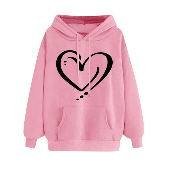 DDAPJ pyju Womens Heart Print Hoodie 2023 Fall Fashion,Teen Girls Cute Graphic Hooded Sweatshirt Loose Casual Long Sleeve Drawstring Pullover Hoodies with Kangaroo Pocket