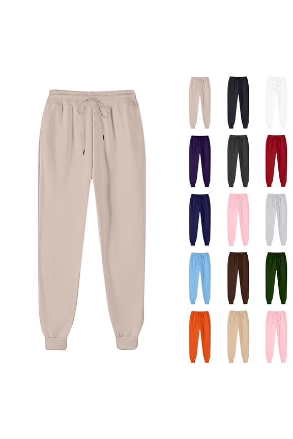 Womens High Waisted Sweatpants Drawstring Jogger Sweat Pants Cinch Bottom Workout Gym Trousers with Pockets Sales Today Clearance Dark Gray M