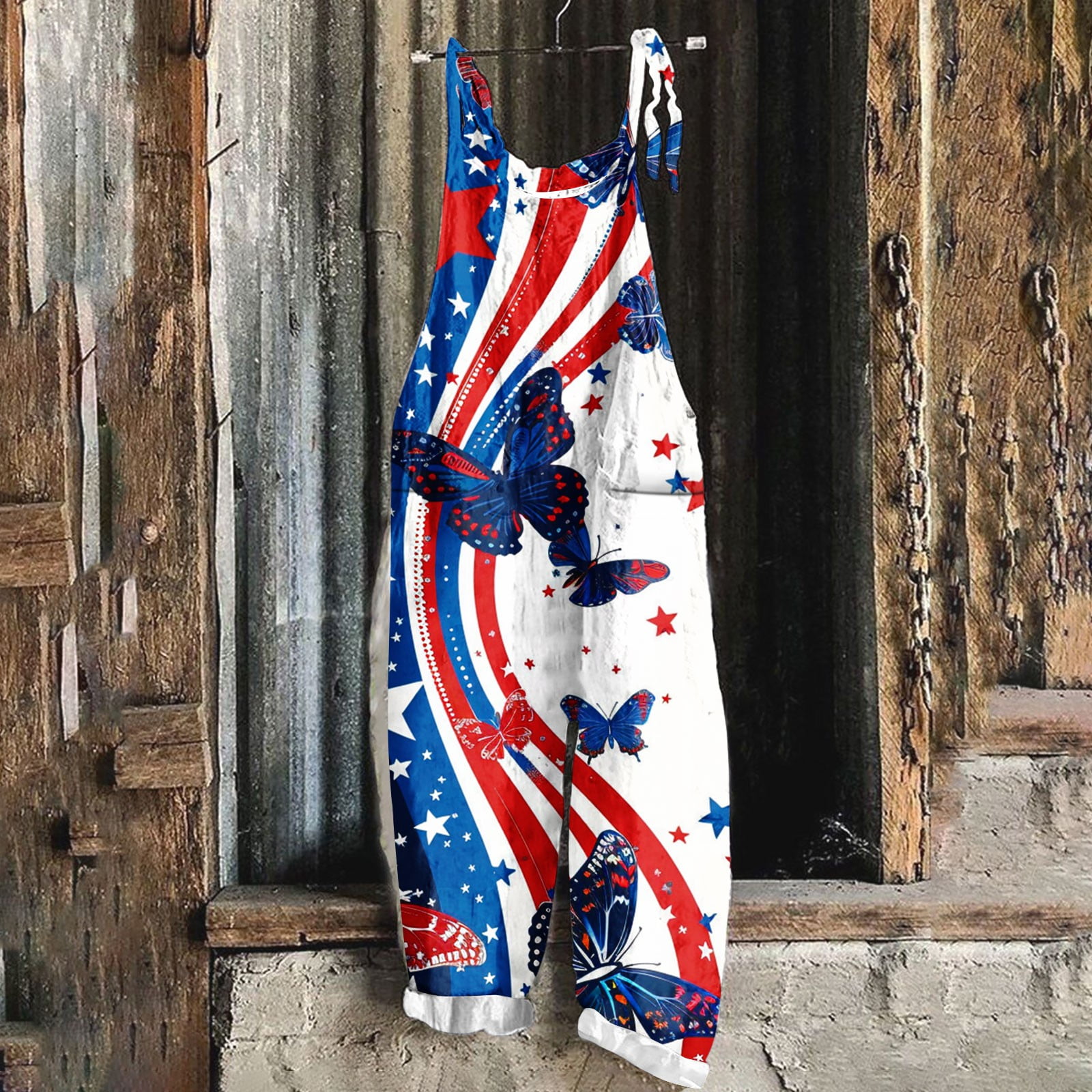 New Independence Day Star Print Suspender Jumpsuit main image 0