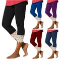 thumbnail image 1 of DDAPJ pyju Womens Lace Trim Capri Leggings Summer Dressy Capris Tummy Control High Waisted Yoga Running Pants Buttery Soft Casual Milk Silk Legging Navy L, 1 of 7