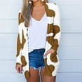 thumbnail image 1 of DDAPJ pyju Womens Lightweight Long Sleeve Cardigans Fall Trendy Cow Print Open Front Cardigan Tops Thin Jackets with Pockets Coffee XXL, 1 of 6