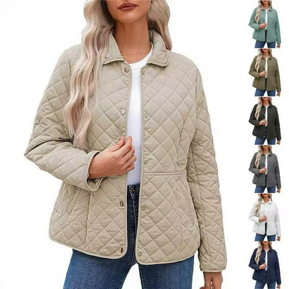 DDAPJ pyju Womens Lightweight Quilted Jackets Button Down Puffer Jacket Coats Padded Outwear with Pockets Mint Green L