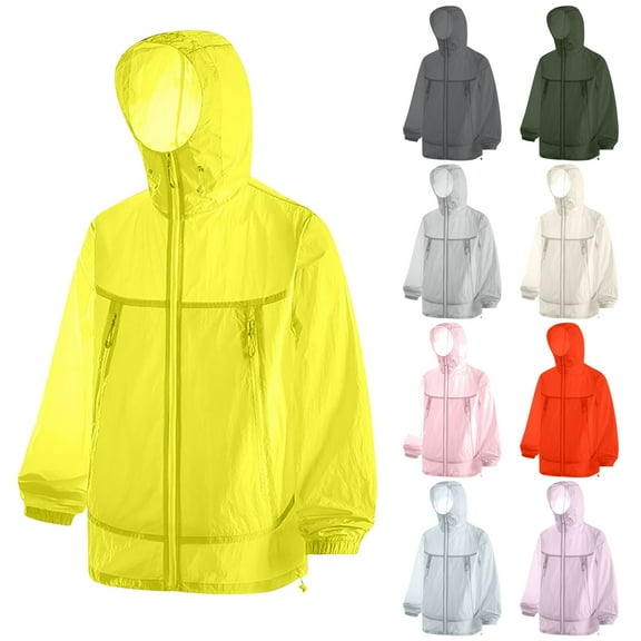 DDAPJ pyju Womens Lightweight Rain Jacket Outdoor Hooded Raincoat Waterproof Sun Protection Hiking Athletic Jackets Red XXXL