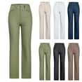 thumbnail image 1 of DDAPJ pyju Womens Linen Work Dress Pants Business Casual Staight Leg Pants Solid Basic Button Trousers with Pockets Army Green XL, 1 of 6