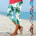 thumbnail image 1 of DDAPJ pyju Womens Novelty Print Leggings 2025 Summer Casual Capri Pants Hawaiian Beach Capris Buttery Soft Compression Pants Lighten Sales of The Day Sky Blue M, 1 of 6