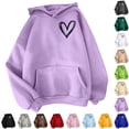 thumbnail image 1 of DDAPJ pyju Womens Overized Hoodies Cute Heart Sweatshirt Teen Girls Y2K Hooded Pullover with Kangaroo Pocket, 1 of 5
