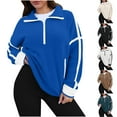 thumbnail image 1 of DDAPJ pyju Womens Oversized Striped Sweatshirts Quarter Zip Pullover Fall Fashion Casual Athletic Sweatshirt, 1 of 7