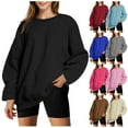 thumbnail image 1 of DDAPJ pyju Womens Oversized Sweatshirts Fleece Crewneck Sweaters Fall Casual Athletic Tops Brown XXL, 1 of 6