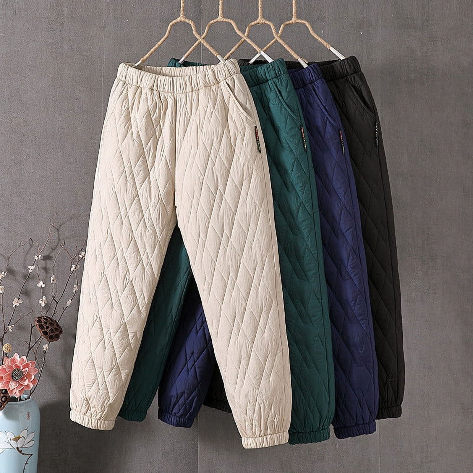 Padding Pants DDAPJ pyju Womens Padded Quilted Pants Fall Winter Warm Casual Wide Leg ...