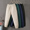 thumbnail image 1 of DDAPJ pyju Womens Padded Quilted Pants Fall Winter Warm Casual Wide Leg Pants Solid Elastic Drawstring Waist Trousers with Pockets Green XL, 1 of 7