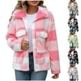 thumbnail image 1 of DDAPJ pyju Womens Plaid Fleece Jacket Zip Up Sherpa Jackets Turn-Down Collar Long Sleeve Coat Fall Winter Warm Outerwear with Pockets Khaki M, 1 of 9