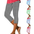 thumbnail image 1 of DDAPJ pyju Womens Plaid Printed Capri Leggings 4 Way Stretch High Waisted Yoga Capris Buttery Soft Casual Milk Silk Legging Summer Cropped Pants Black S, 1 of 5