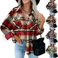 thumbnail image 1 of DDAPJ pyju Womens Plaid Shacket Wool Blend Shirt Jacket Checkered Work Shirts with Pockets Coffee L, 1 of 9