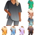 thumbnail image 1 of DDAPJ pyju Womens Plus Size 2 Piece Outfits Summer Shorts Sets Gradient Color Lounge Set Yoga Track Suits Ofertas de hoy Green XXXXXL, 1 of 6