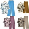 thumbnail image 1 of DDAPJ pyju Womens Plus Size 2 Piece Sets Boho Floral Summer Outfits Chiffon Half Sleeve Tops and Wide Leg Pants Matching Lounge Set Ofertas por tiempo limitado Purple XXXL, 1 of 10