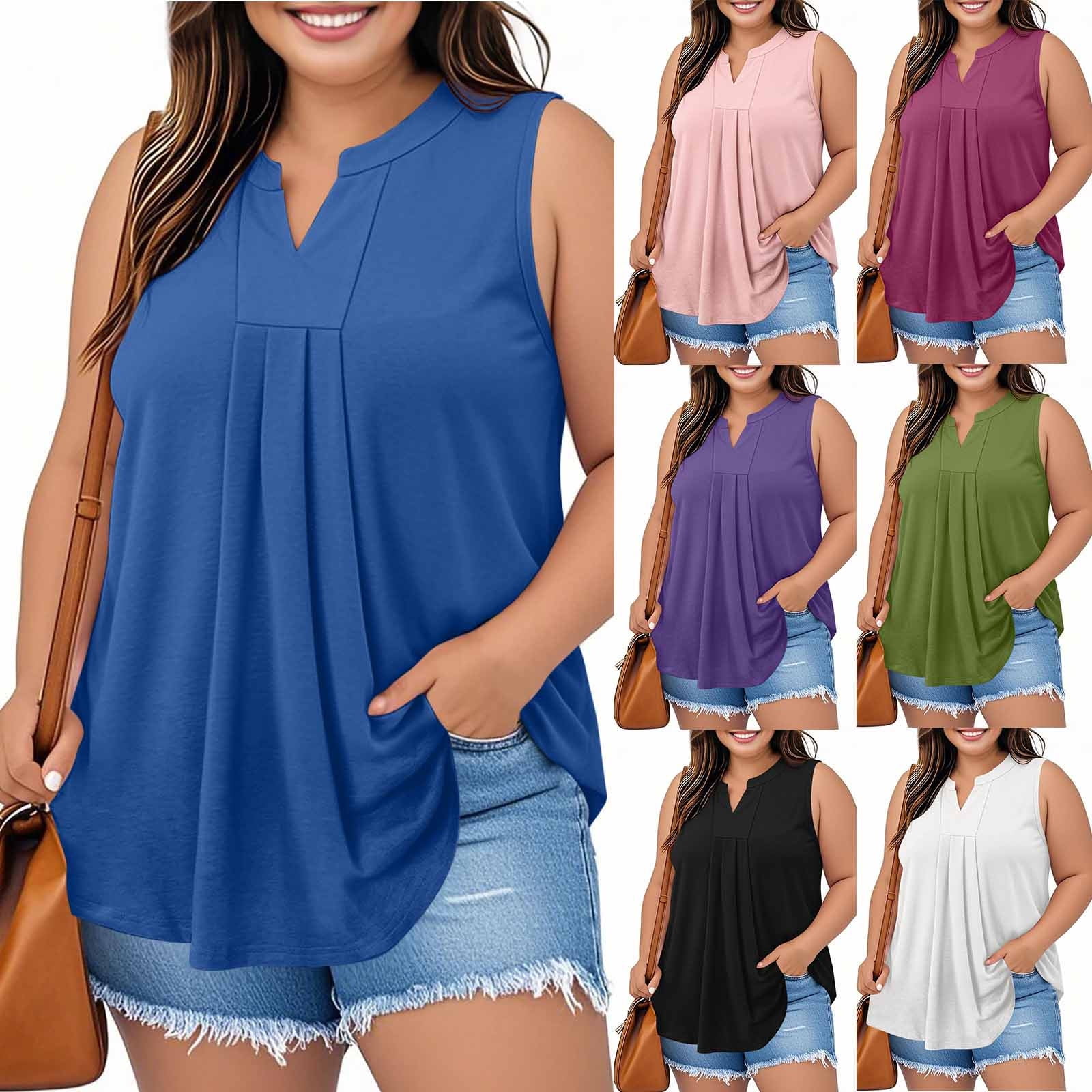 ROSRISS Women's Plus Size V-Neck Tank Top - 3XL Burgundy Henley Tunic, Rayon/Spandex - View #13
