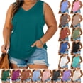 thumbnail image 1 of DDAPJ pyju Womens Plus Size Tank Tops Summer Sleeveless V Neck T Shirts Casual Loose Fit Basic Tees Soft Comfy Lounge Sleep Shirt Watermelon Red L, 1 of 8
