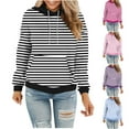 thumbnail image 1 of DDAPJ pyju Womens Pullover Hoodie Striped Hooded Sweatshirts Stylish Casual Hoody Tops Kangaroo Pocket Pullover Hoodies Pink M, 1 of 6