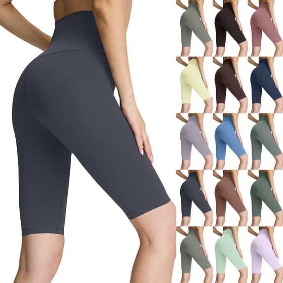DDAPJ pyju Womens Seamless Biker Shorts High Waisted Stretchy Workout Leggings Gym Running Athletic Yoga Shorts Dark Green XL