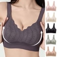thumbnail image 1 of DDAPJ pyju Womens Seamless T-Shirt Bras Wireless Comfy Everyday Bra Scalloped V-Neck Lace Bralette Full Coverage Push Up Bras Purple M, 1 of 7
