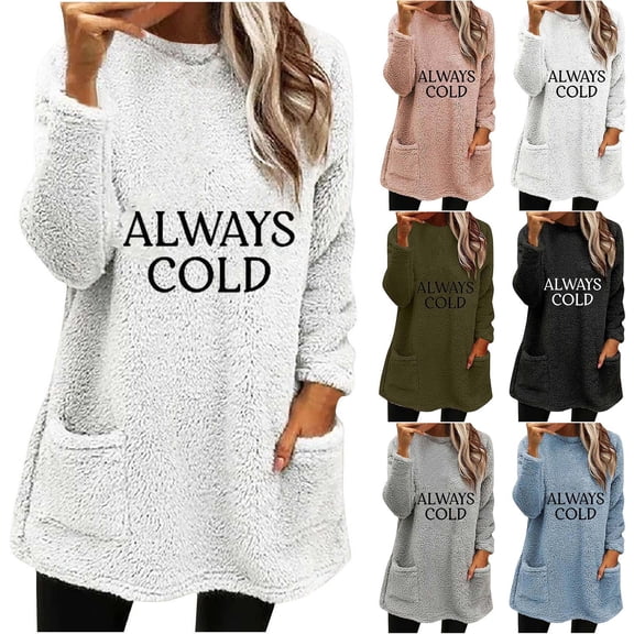 lcziwo Womens Sherpa Pullover Letter Printed Crewneck Tunic Sweatshirt Winter Warm Fuzzy Fleece Sweatshirts Loose Comfy Lounegwear Tops 50% Percent Off Sales Today Black M
