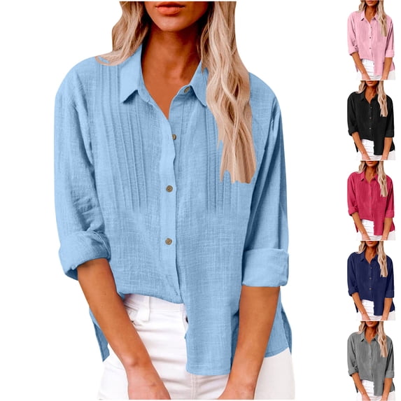 DDAPJ pyju Womens Short Sleeve Pleated Dress Shirt Business Casual Button Down Shirts Lightweight Collared Work Blouse Limited Time Sales Khaki L