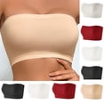 thumbnail image 1 of DDAPJ pyju Womens Strapless Bras Wireless Bandeau Bra Seamless Comfort Padded Tube Bra Supportive Bralette Red L, 1 of 6