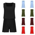 thumbnail image 1 of DDAPJ pyju Womens Summer 2 Piece Outfits Cotton Linen Shorts Set Sleeveless Crop Tank Tops Elastic Waist Shorts Matching Sets Resort Wear Wine M, 1 of 4