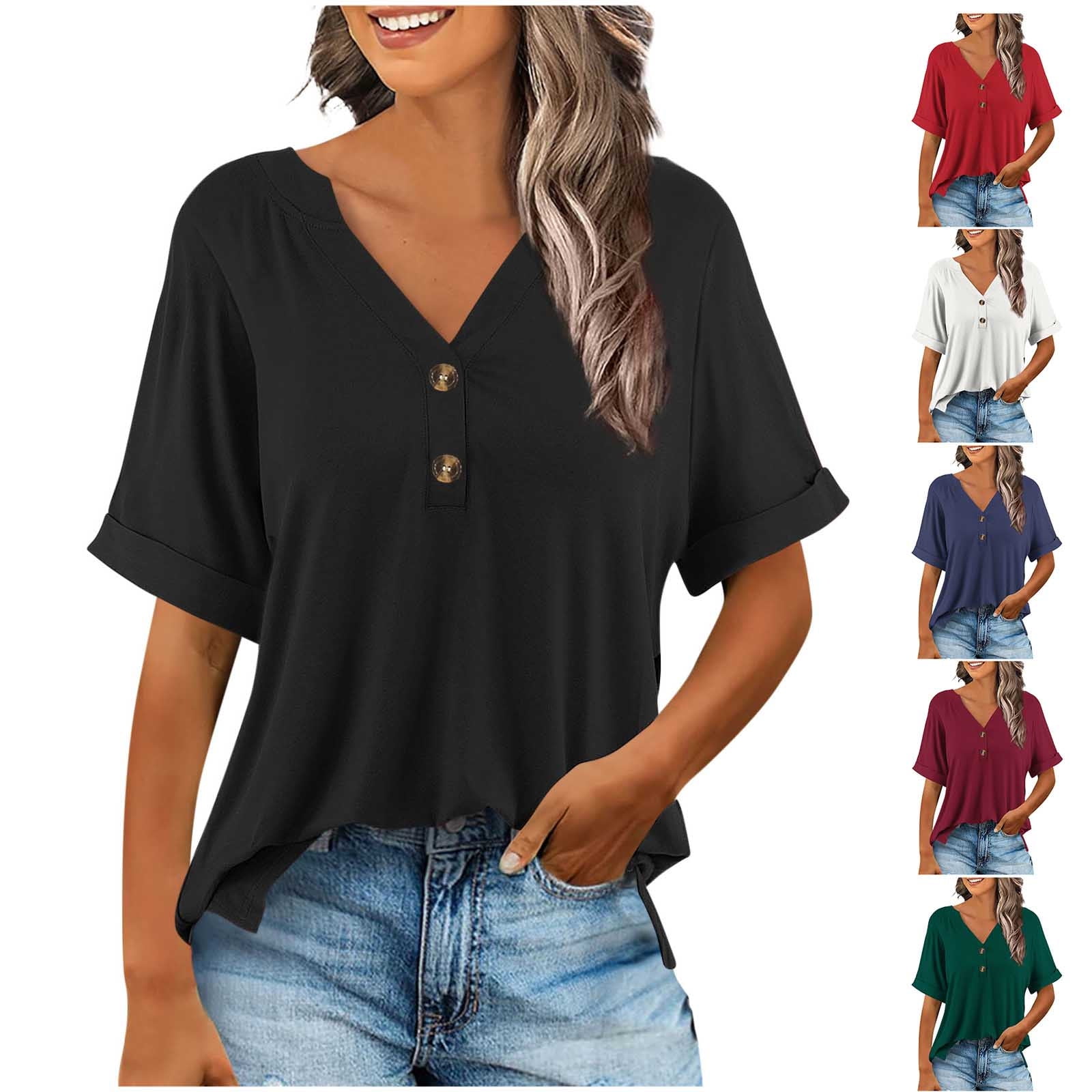 Women's 2025 Summer Tops - V Neck Cap Sleeve Blouse For Casual & Business