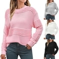 thumbnail image 1 of DDAPJ pyju Womens Sweaters Dressy Casual Long Sleeve Knit Pullover Sweater Solid Jumper Tops Cute Fall Outfits Liquidaciones de hoy White M, 1 of 4