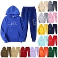 thumbnail image 1 of DDAPJ pyju Womens Sweatsuits 2 Piece Set Oversized Heart Printed Hooded Sweatshirt Jogger Sweatpants Lounge Tracksuits Wine XL, 1 of 7