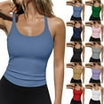 thumbnail image 1 of DDAPJ pyju Womens Tank Tops Crop Camisole Summer Fashion Sleeveless Ribbed Shirt Solid Casual Workout Undershirts Lightning Sales White S, 1 of 8